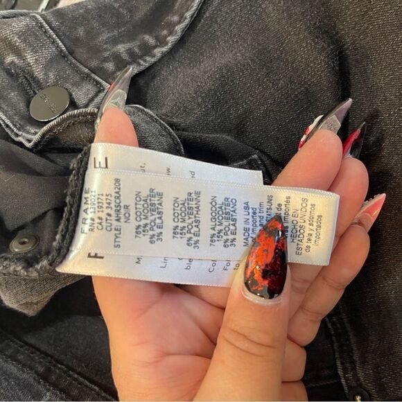 Frame denim Ali high rise cigarette grey black acid Wash Sz 27 - Picture 7 of 9